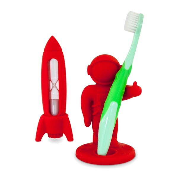 Červená dětská set na čištění zubů J-Me Rocket & Apollo