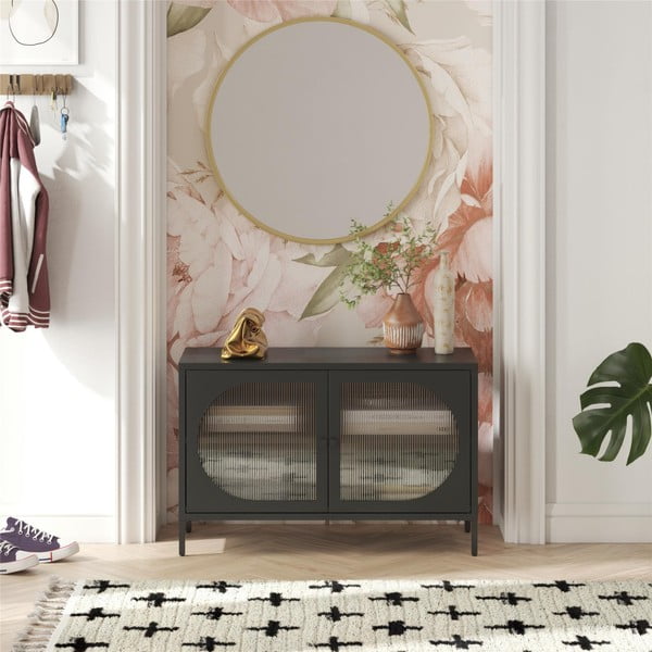 Черна метална витрина 100x64x40 cm Luna – Støraa-image-1