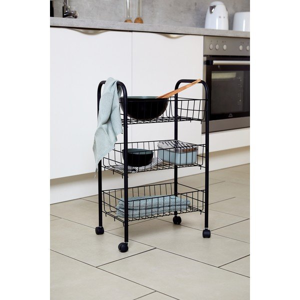 Черна метална триетажна мобилна количка Florenz - Wenko-image-2