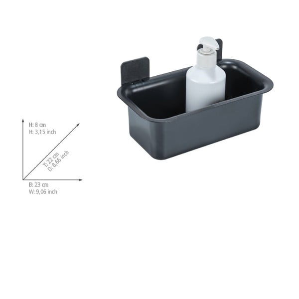 Черен пластмасов рафт за баня без пробиване Parma – Allstar-image-4