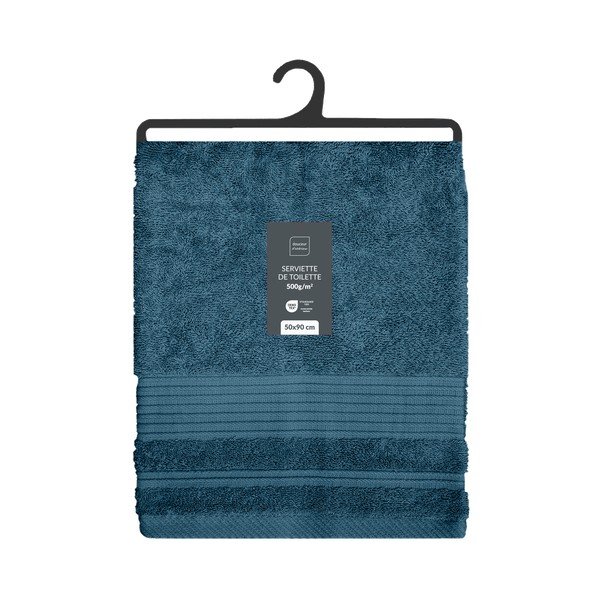 Тъмносиня памучна кърпа от тери 50x90 cm Tendresse – douceur d'intérieur-image-4