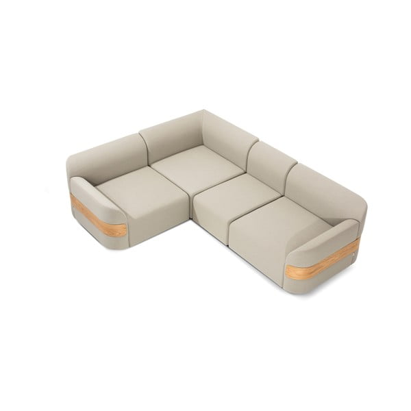 Светлосив модул на дивана (десен ъгъл) от смес от вълна и лен Hugg - Gazzda-image-3