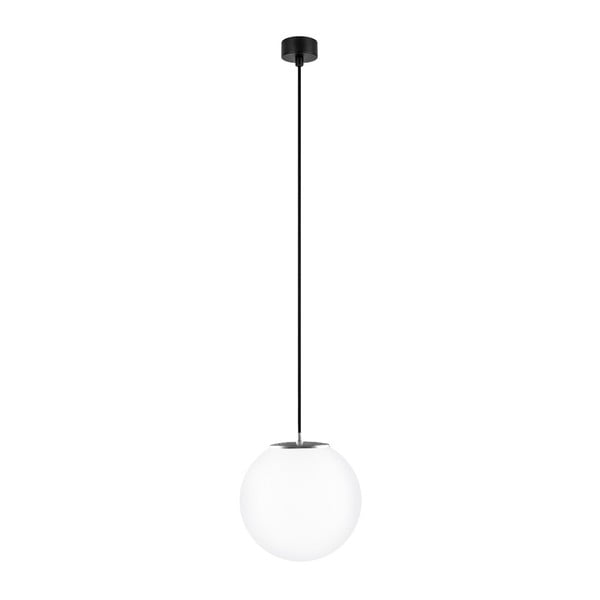 Бяла висяща лампа с черен кабел и сребърни детайли Tsuri, ⌀ 25 cm - Sotto Luce