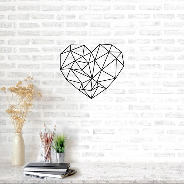 Черна метална декорация за стена Сърце, 47 x 65 cm - Unknown