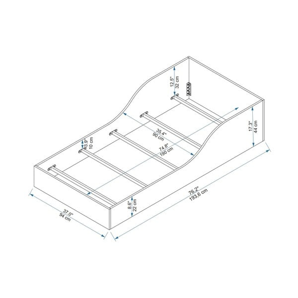 Бяло единично легло 90x190 cm Oya - Kalune Design-image-4