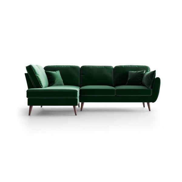 Ъглов диван от зелено кадифе , ляв ъгъл Auteuil - My Pop Design