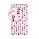 Розов еластичен памучен детски чаршаф 90x200 cm Minnie "Flowers" – Jerry Fabrics