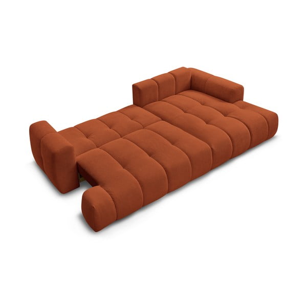 Сгъваем/с място за съхранение ъглов диван в тухлен цвят (десен ъгъл) Fuji – Bobochic Paris-image-4