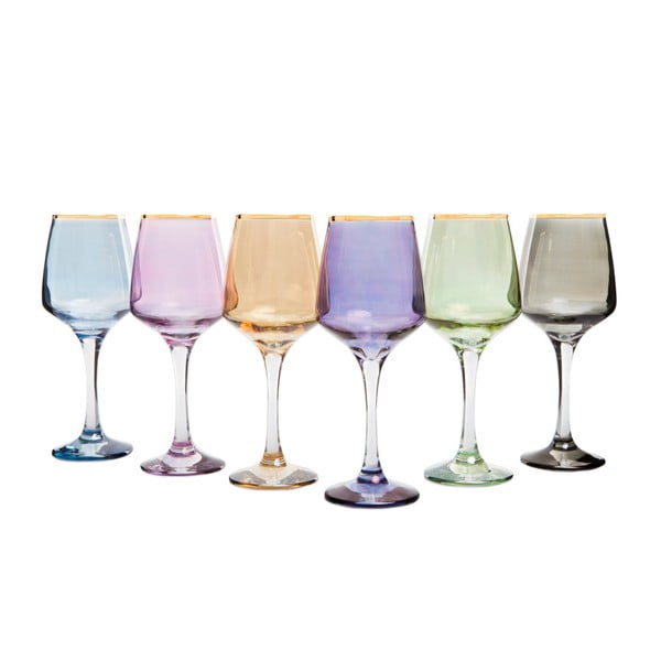 Sada 6 barevných sklenic na víno Mezzo Rainbow, 330 ml