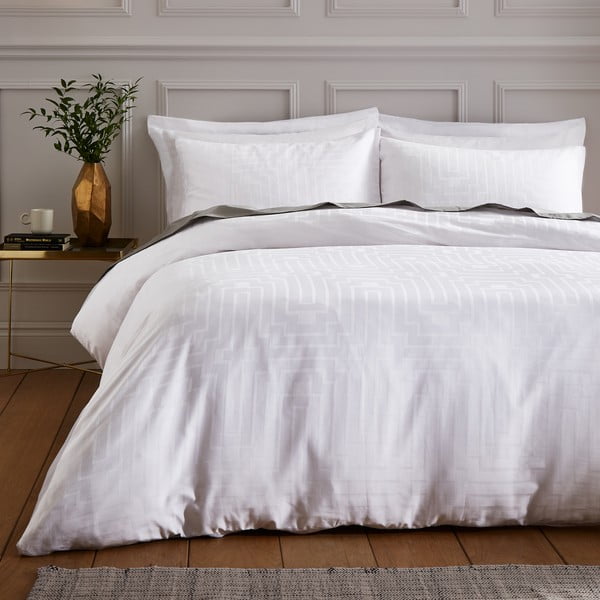 Бяло памучно сатенено спално бельо за единично легло 135x200 cm - Bianca