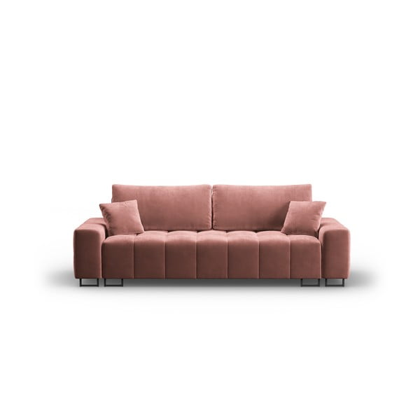 Розов кадифен разтегателен диван с място за съхранение 250 cm Wicklow – Cosmopolitan Design