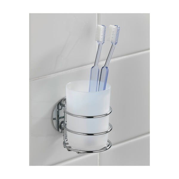 Бяла самоподдържаща се чаша за четка за зъби от неръждаема стомана - Wenko-image-2