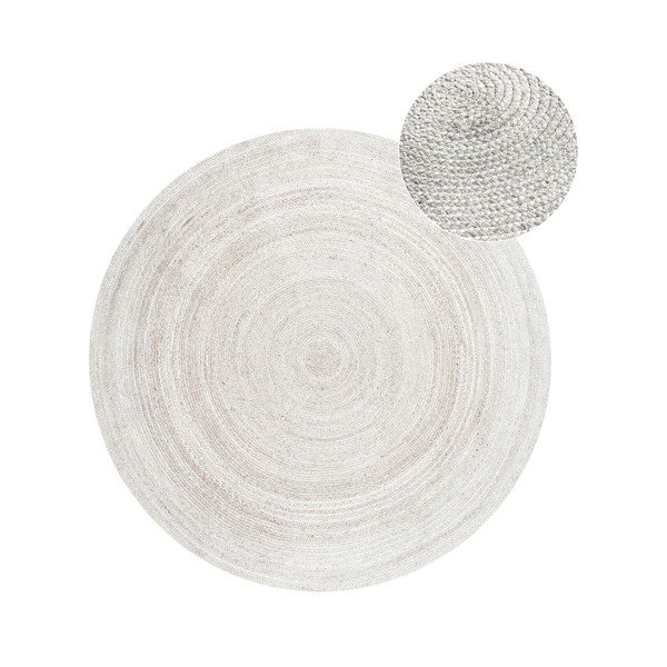 Бял двустранен ръчно изработен ютен кръгъл килим ø 140 cm Braided – Hanse Home