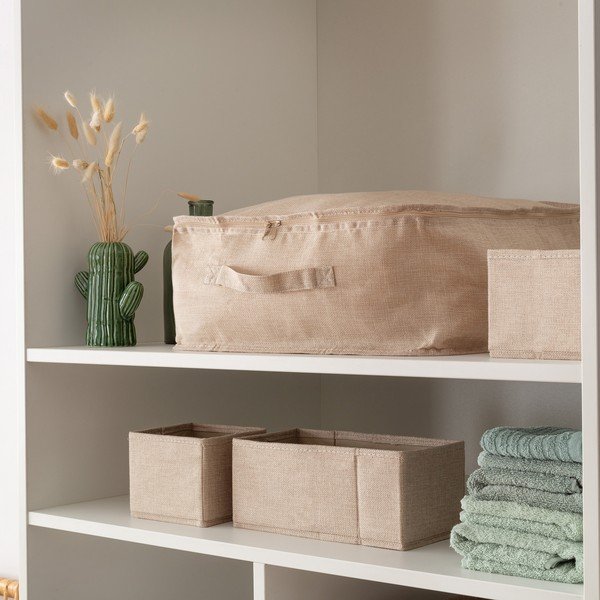 Бежови текстилни кутии за съхранение в комплект 2 бр. 14x12x12 cm Sandy – Compactor-image-2