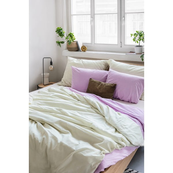 Двойно спално бельо от измит памук в цвят слонова кост , 200 x 200 cm - Bonami Selection-image-4