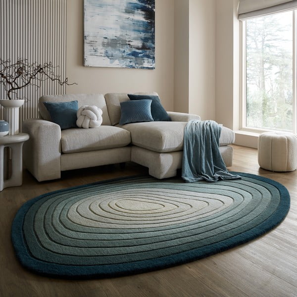 Син вълнен килим 160x230 cm Puddle Ombre Wool – Flair Rugs-image-1