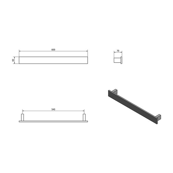 Матово черна стенна поставка за кърпи Patron – Sapho-image-4