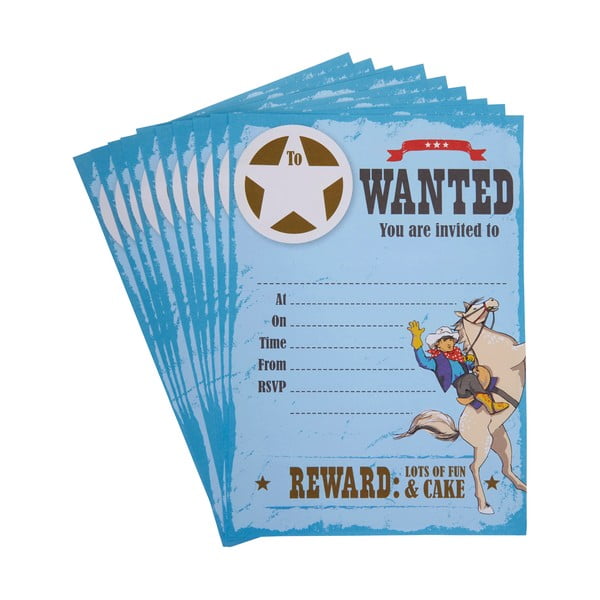 Комплект от 10 хартиени покани Wild West Cowboys - Neviti
