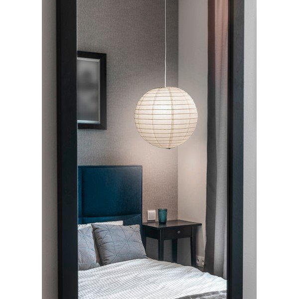 Бяло висящо осветително тяло с хартиен абажур Paper – Trio-image-1