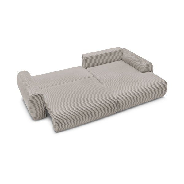 Светлосиво-бежов разтегателен ъглов диван от рипсено кадифе (десен ъгъл) Lucien – Bobochic Paris-image-4