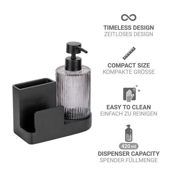 Черна стойка за перилни препарати от полирезин Pina – Wenko-image-4