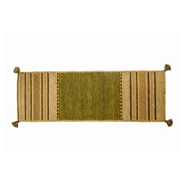 Zelený ručně tkaný běhoun Navaei & Co Kilim Tribal 403, 180 x 60 cm
