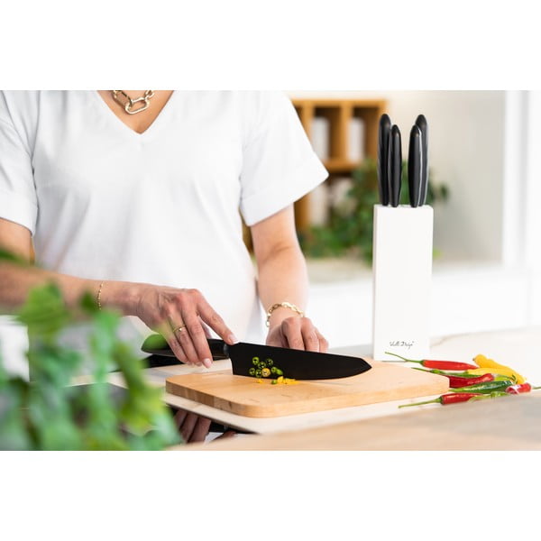 Комплект от 5 ножа в бял държач Caro - Vialli Design-image-4