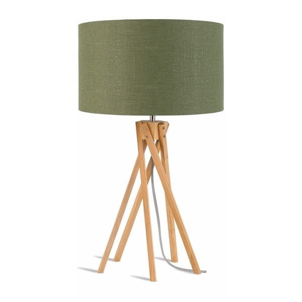 Настолна лампа със зелен абажур и бамбукова конструкция Kilimanjaro - Good&Mojo