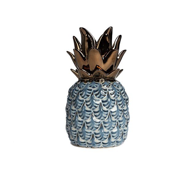 Modrý keramický dekorativní ananas Simla Nanas, výška 22 cm
