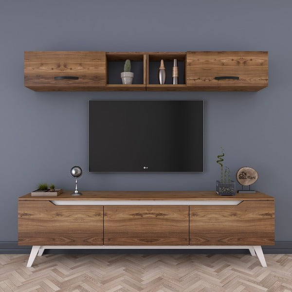 Set TV stolku a nástěnné skřínky v dřevěném dekoru Wren