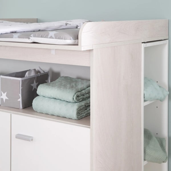 Бял нисък скрин от дъб с маса за преповиване 117x98 cm Julia - Roba-image-2