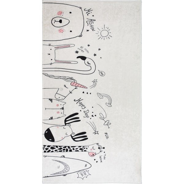 Детски килим подходящ за пране в цвят слонова кост 100x160 cm Animal Kingdom – Vitaus