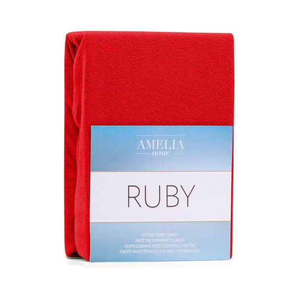 Червен ластичен чаршаф за двойно легло Siesta, 220/240 x 220 cm Ruby - AmeliaHome-image-2