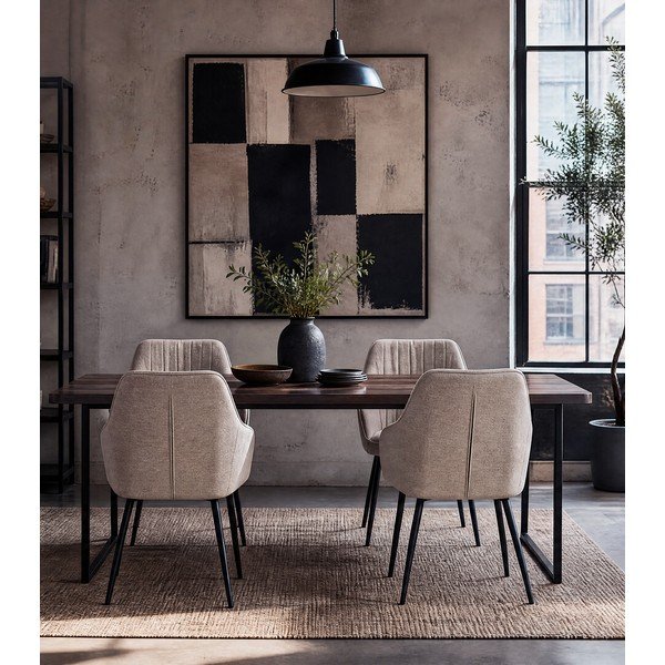 Бежов тапициран трапезен стол с подлакътници Nolan – Unique Furniture-image-3