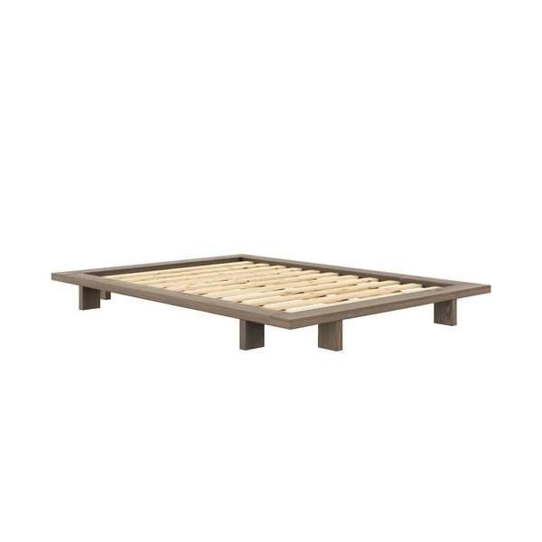 Кафяво двойно легло от борова дървесина с решетка 140x200 cm Japan - Karup Design
