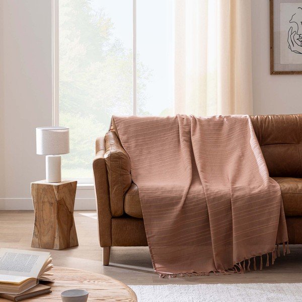 Теракотено памучно покривало за легло 125x150 cm Lilia – douceur d'intérieur-image-1
