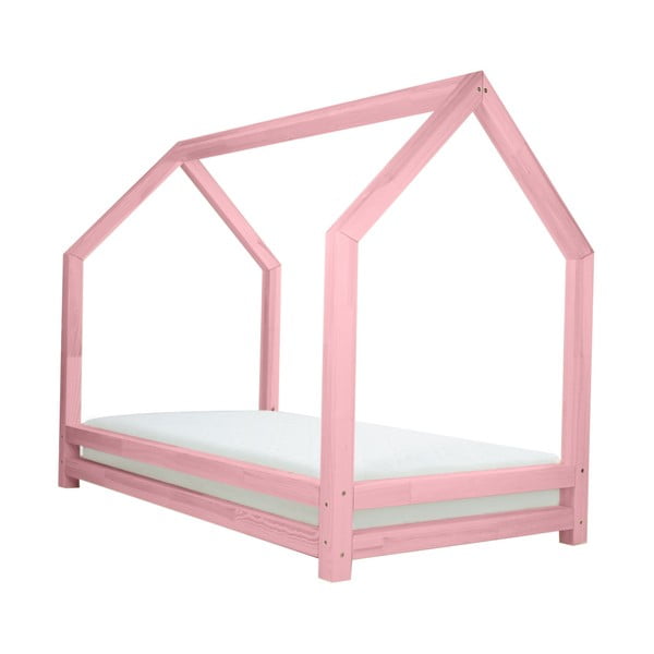 Růžová jednolůžková postel z borovicového dřeva Benlemi Funny, 90 x 180 cm
