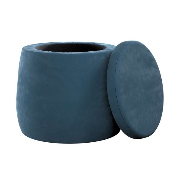 Тъмносин кадифен детски пуф Posh Velvet – Yellow Tipi-image-1