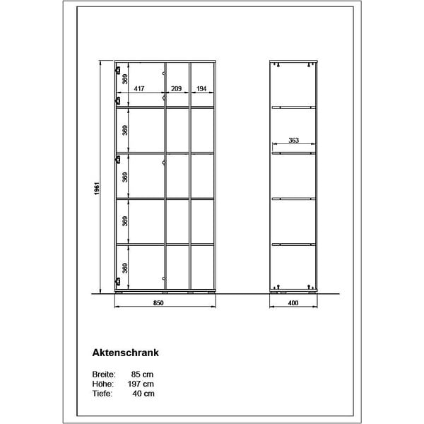 Бяла етажерка за книги в дъб 85x197 cm Lioni - Germania-image-3