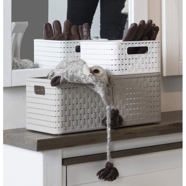 Бежова кошница за съхранение, изработена от рециклирана пластмаса Country - Rotho-image-3