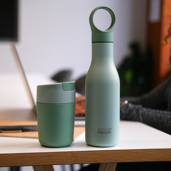 Пътническа бутилка от неръждаема стомана в цвят мента 500 мл Loop - Joseph Joseph-image-3