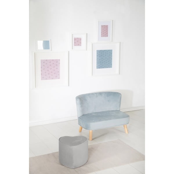 Светлосиво кадифено бебешко пуфче Lil Sofa - Roba-image-1