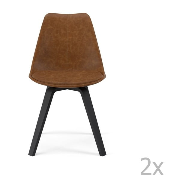 Комплект от 2 кафяви трапезни стола Gina - Tenzo