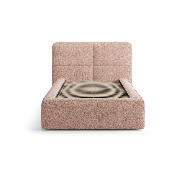 Розово единично легло 90x200 cm тапицирано с място за съхранение с включена подматрачна рамка Darren – Micadoni -image-3