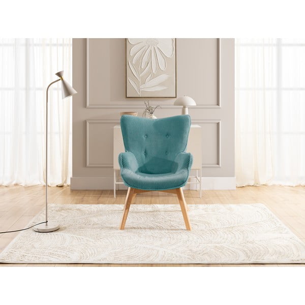 Тюркоазено кресло от рипсено кадифе Niko – Ropez-image-1