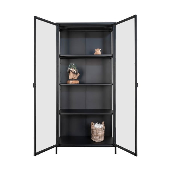 Черна метална витрина 80x175 cm Brisbane - House Nordic-image-4