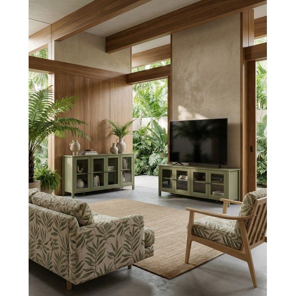 Зелена маса за телевизор от масивен бор 150x50x40 cm Alessandra – Marckeric-image-1