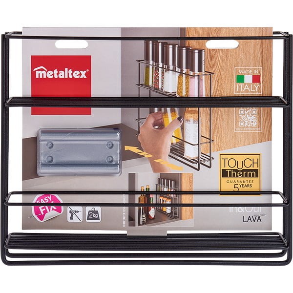 Черен изтеглящ се стенен рафт за подправки Lava - Metaltex-image-3