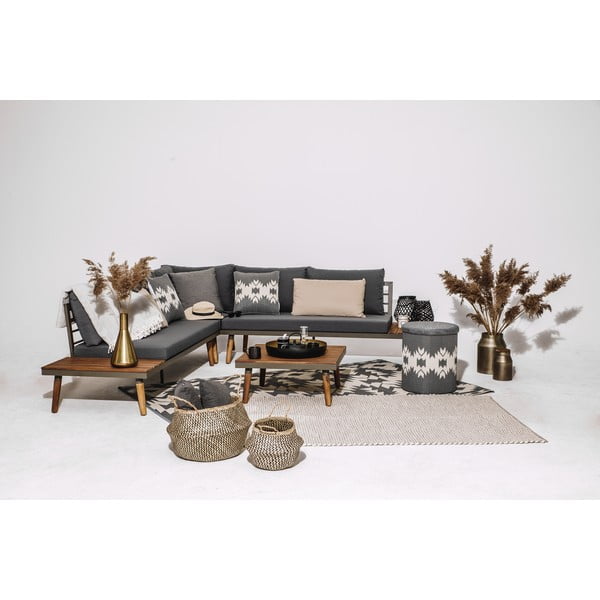 Сив градински диван със структура от акациева дървесина Lustio - Bonami Selection-image-1