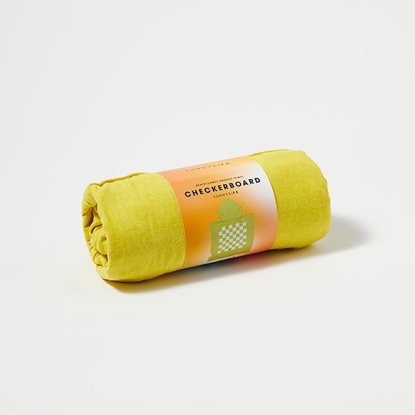 Жълта бебешка плажна кърпа с качулка , 3-6 години Checkerboard - Sunnylife-image-2